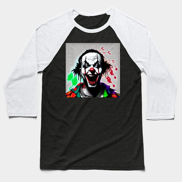 Evil Clown Gangsta 90 Baseball T-Shirt by Benito Del Ray